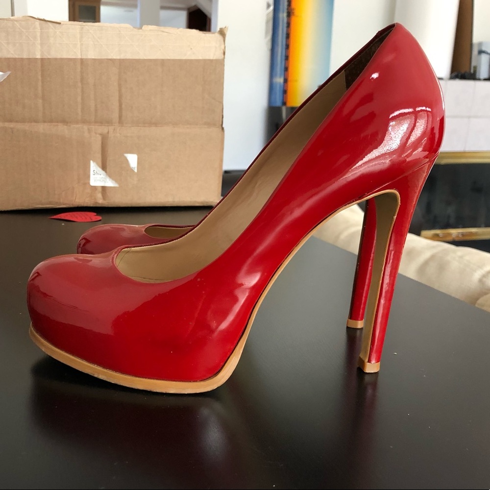 Red patent leather Kelsi Dagger platform pumps 8